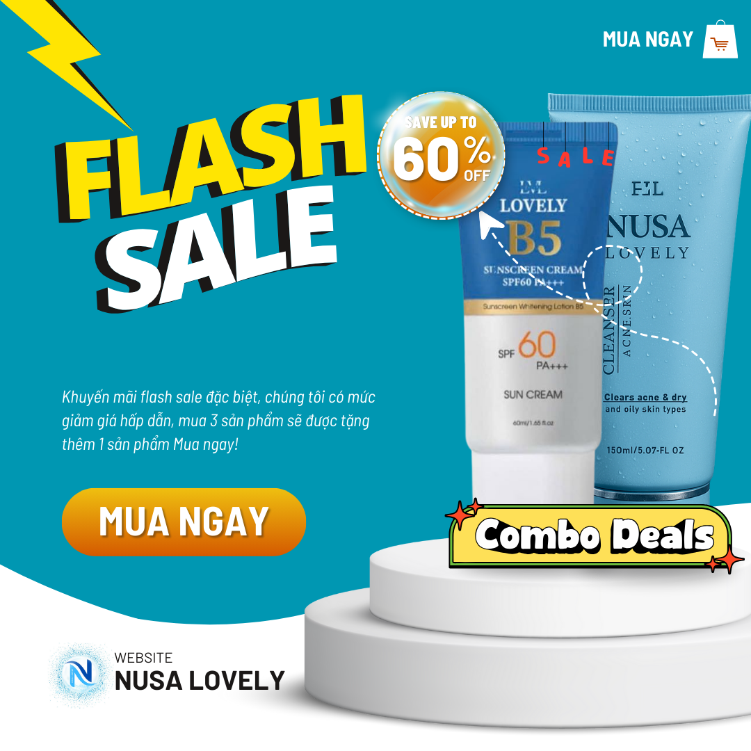 Combo Kem Chống Nắng B5 Không Nâng Tone + Sữa Rửa Mặt Nusa Lovely