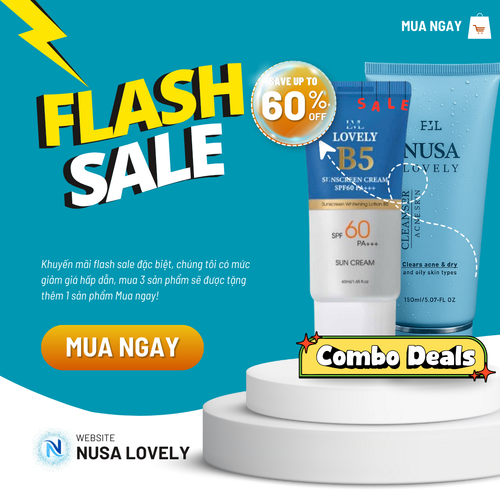 Combo Kem Chống Nắng B5 Không Nâng Tone + Sữa Rửa Mặt Nusa Lovely