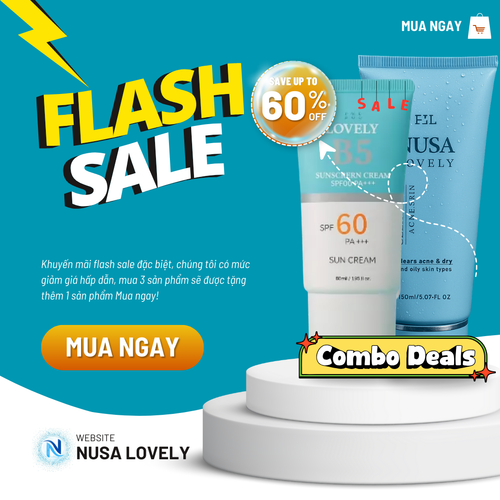 Combo Kem Chống Nắng B5 Không Nâng Tone + Sữa Rửa Mặt Nusa Lovely