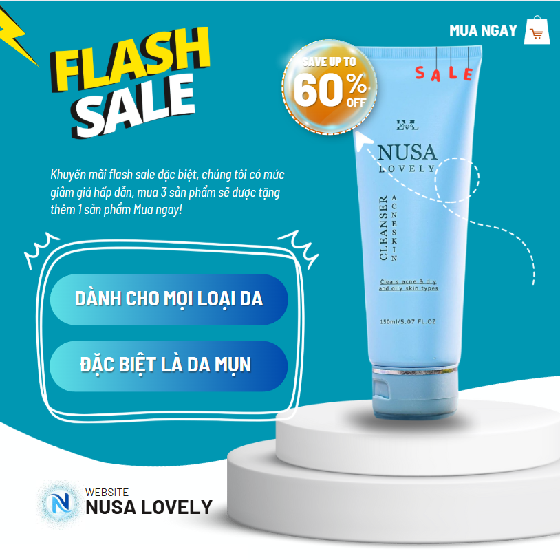 Sữa Rửa Mặt Nusa Dành Cho Da Thường, Dầu & Mụn (150ml).