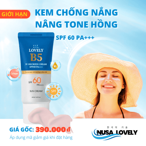 Kem Chống Nắng Nâng Tone Hồng B5 Lovely SPF60 PA+++ 60ml. - Nusa Lovely Việt Nam