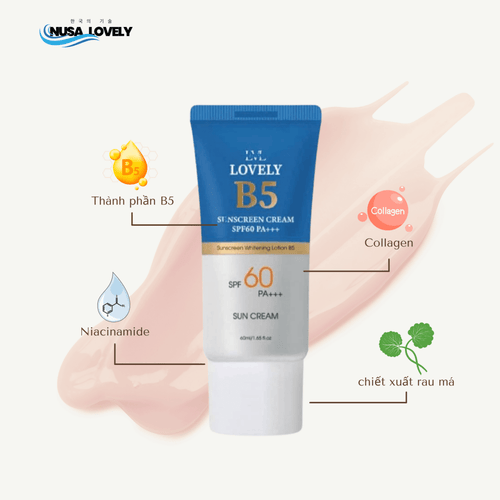 Kem Chống Nắng Nâng Tone Hồng B5 Lovely SPF60 PA+++ 60ml. - Nusa Lovely Việt Nam