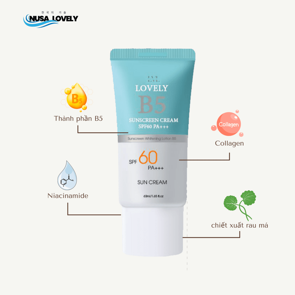 Kem Chống Nắng Nâng Tone Kem Trắng B5 Lovely SPF60 PA+++ 60ml.. - Nusa Lovely Việt Nam